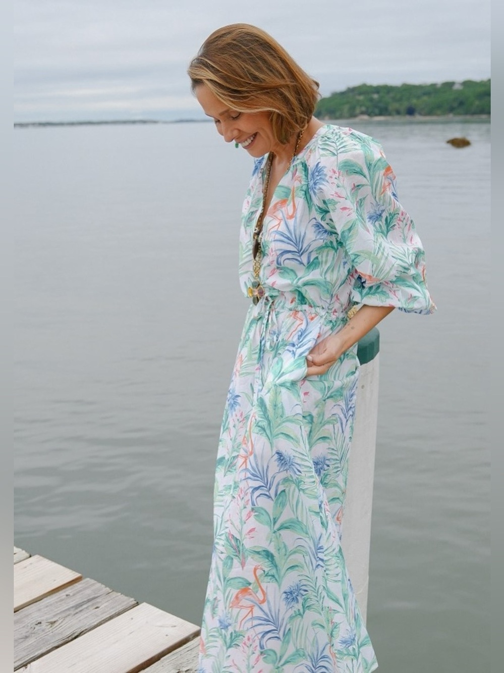 NWT J. McLaughlin x Filipa de Abreau Daniella Maxi Dress 100% Cotton S and M - Picture 2 of 9
